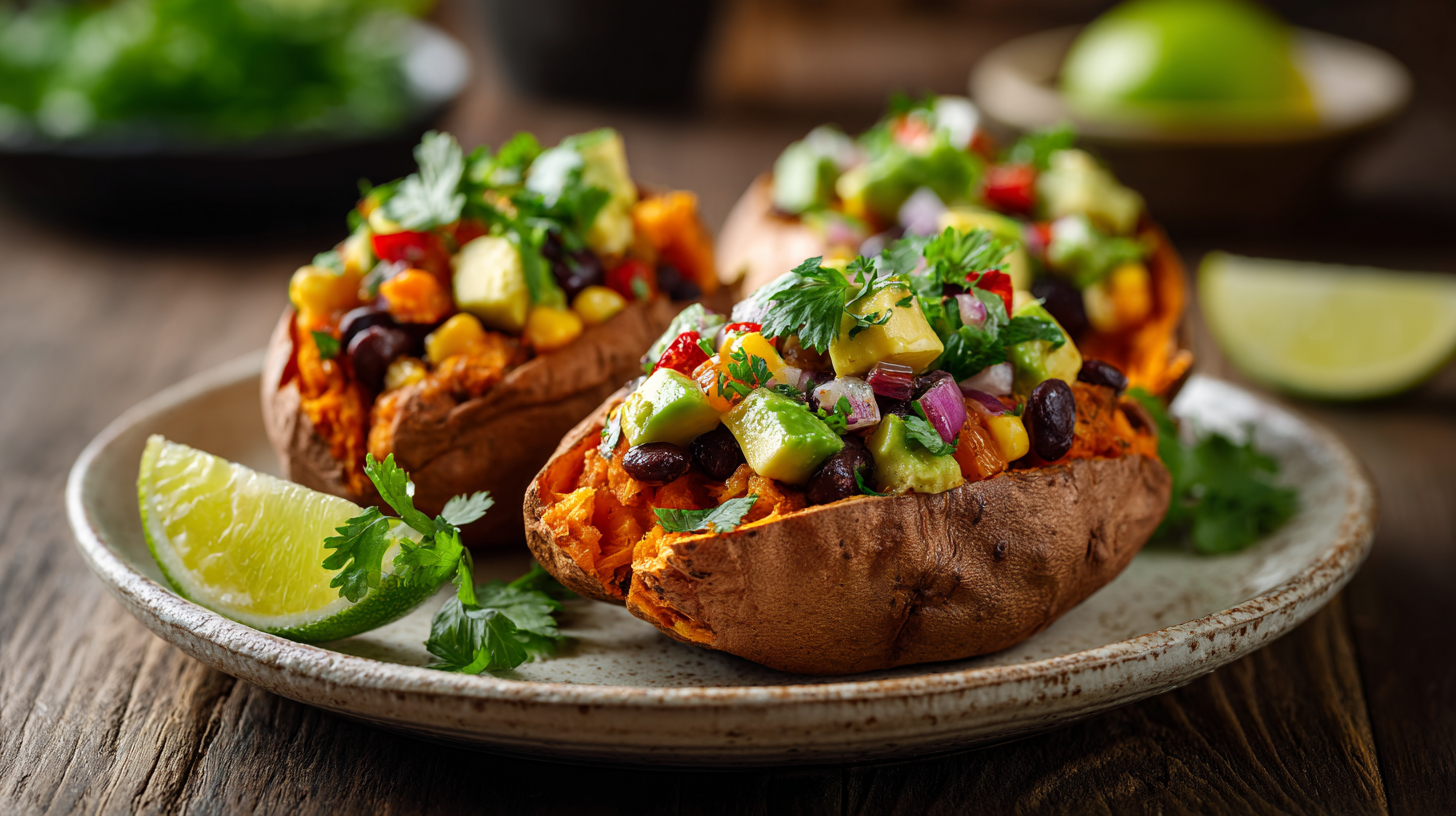 Avocado and Black Bean Stuffed Sweet Potatoes