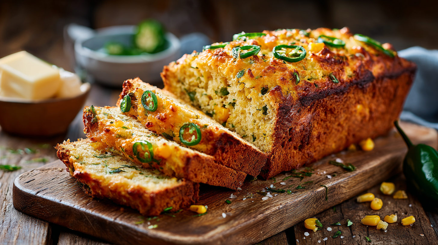 Cheesy Jalapeño Cornbread Loaf