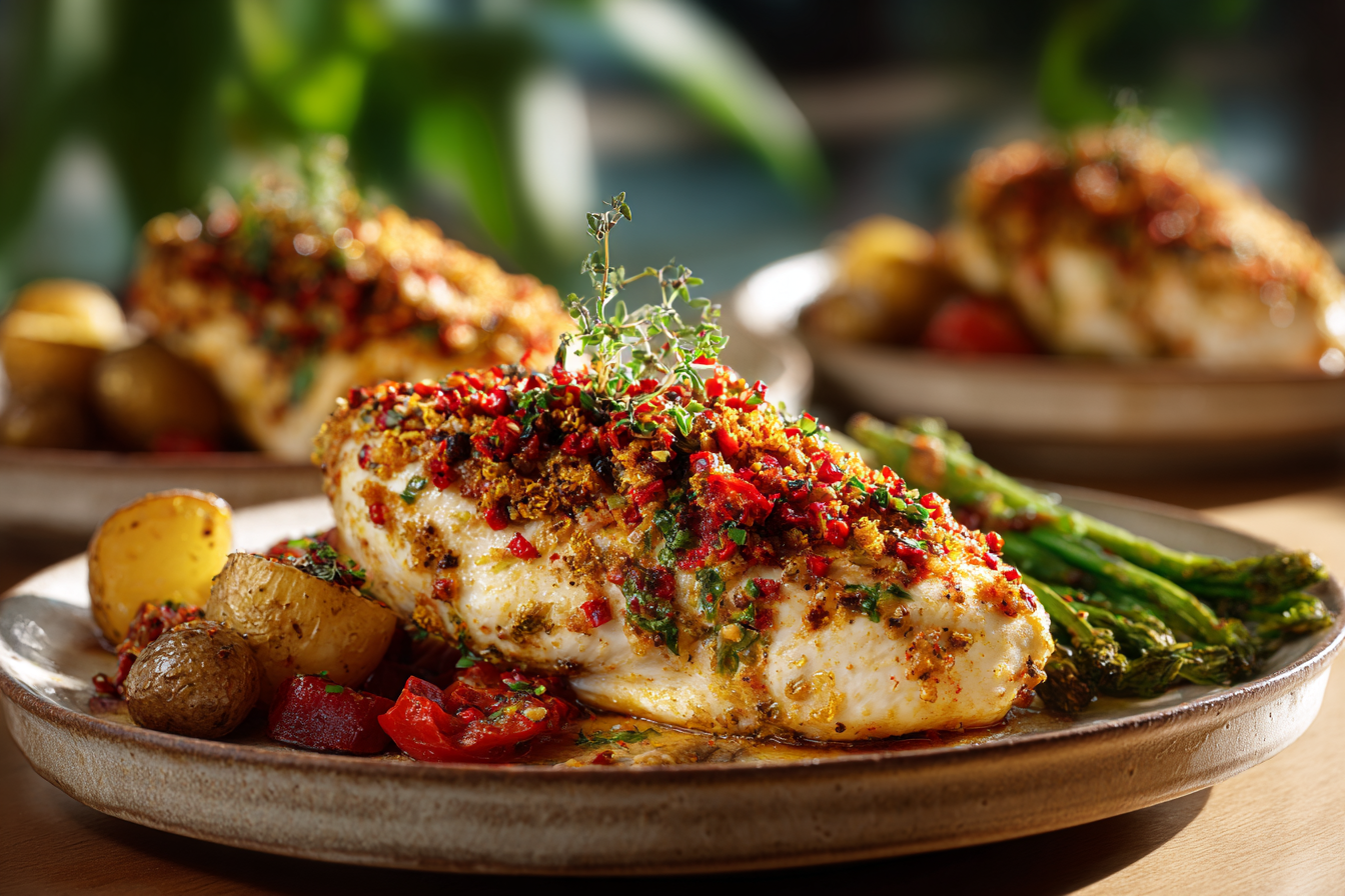 Chicken and red pepper bake
