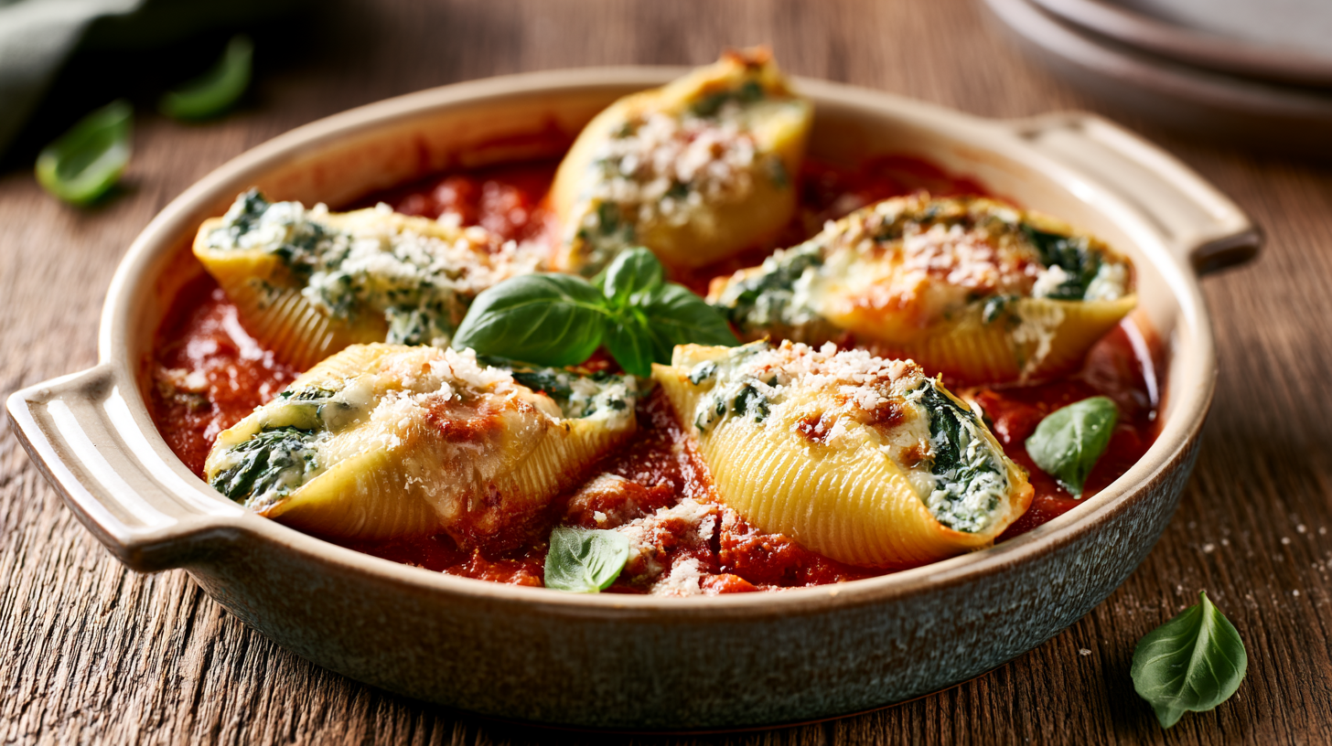 Creamy Spinach and Ricotta Stuffed Shells