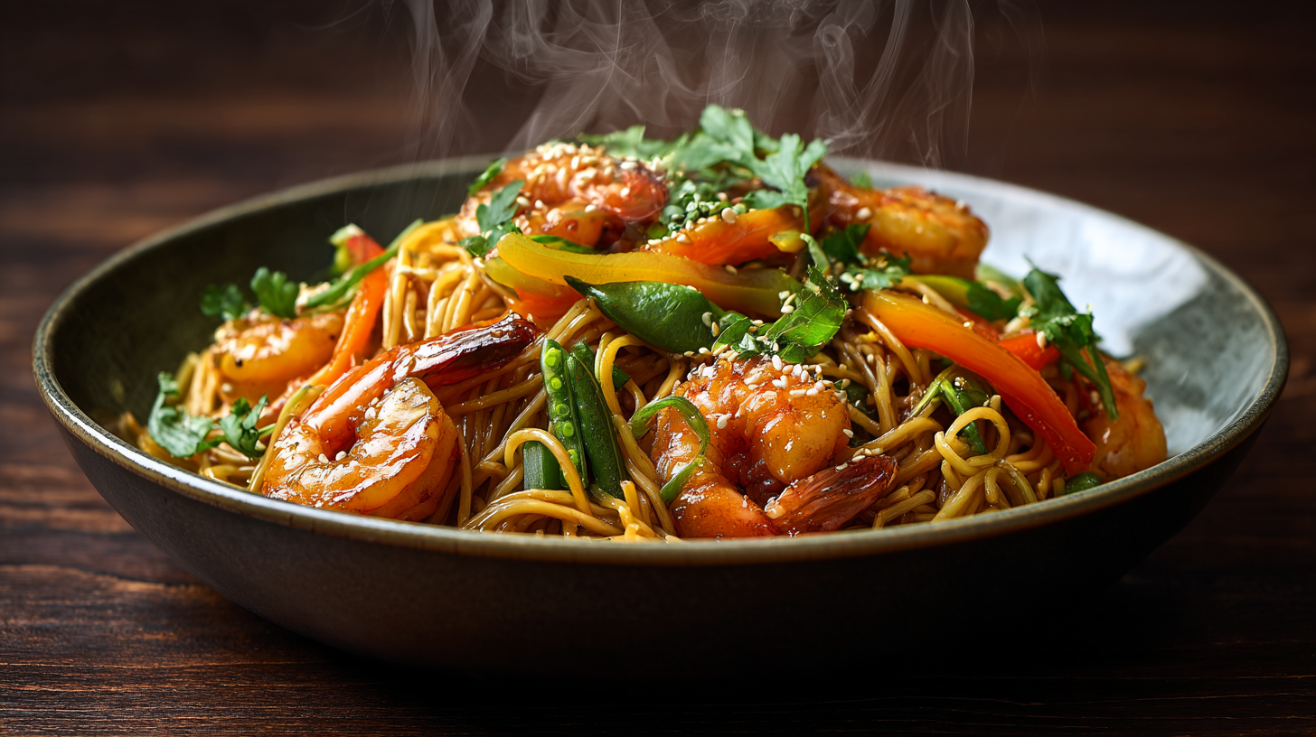 Ginger Garlic Prawn and Vegetable Noodles
