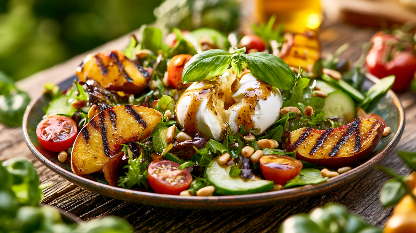 Grilled Peach & Burrata Garden Salad
