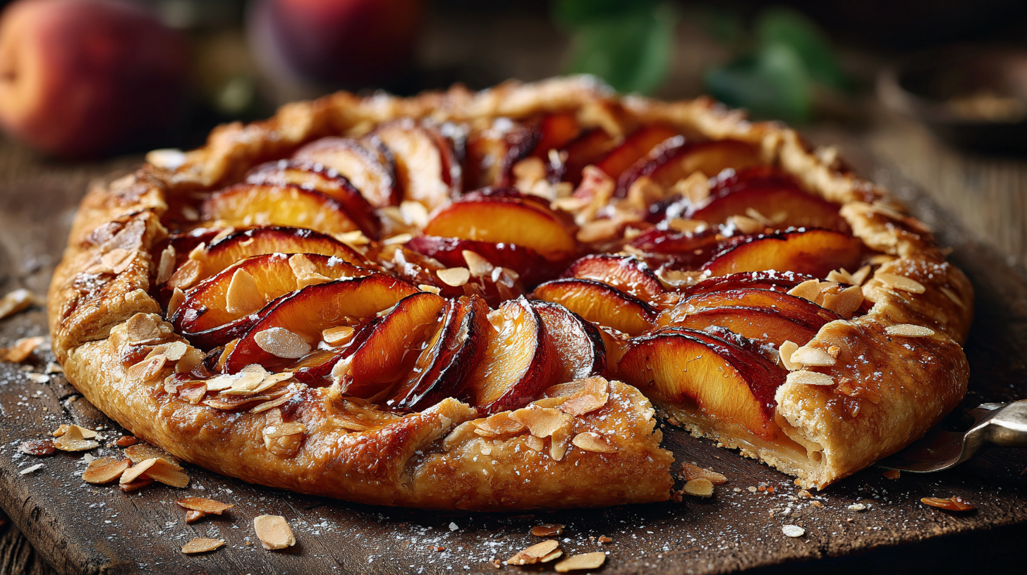 Honey Roasted Peach and Almond Galette