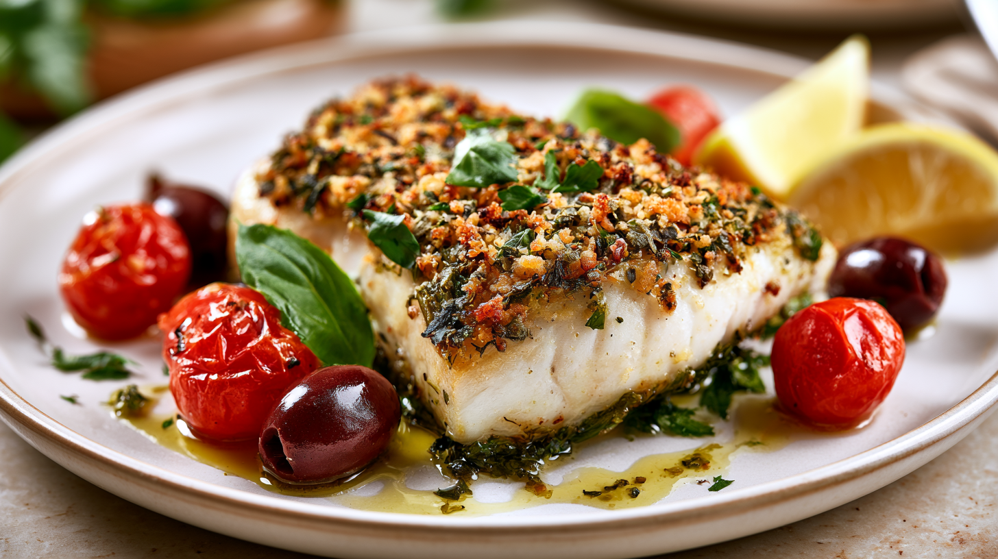 Mediterranean Herb-Crusted Sea Bass