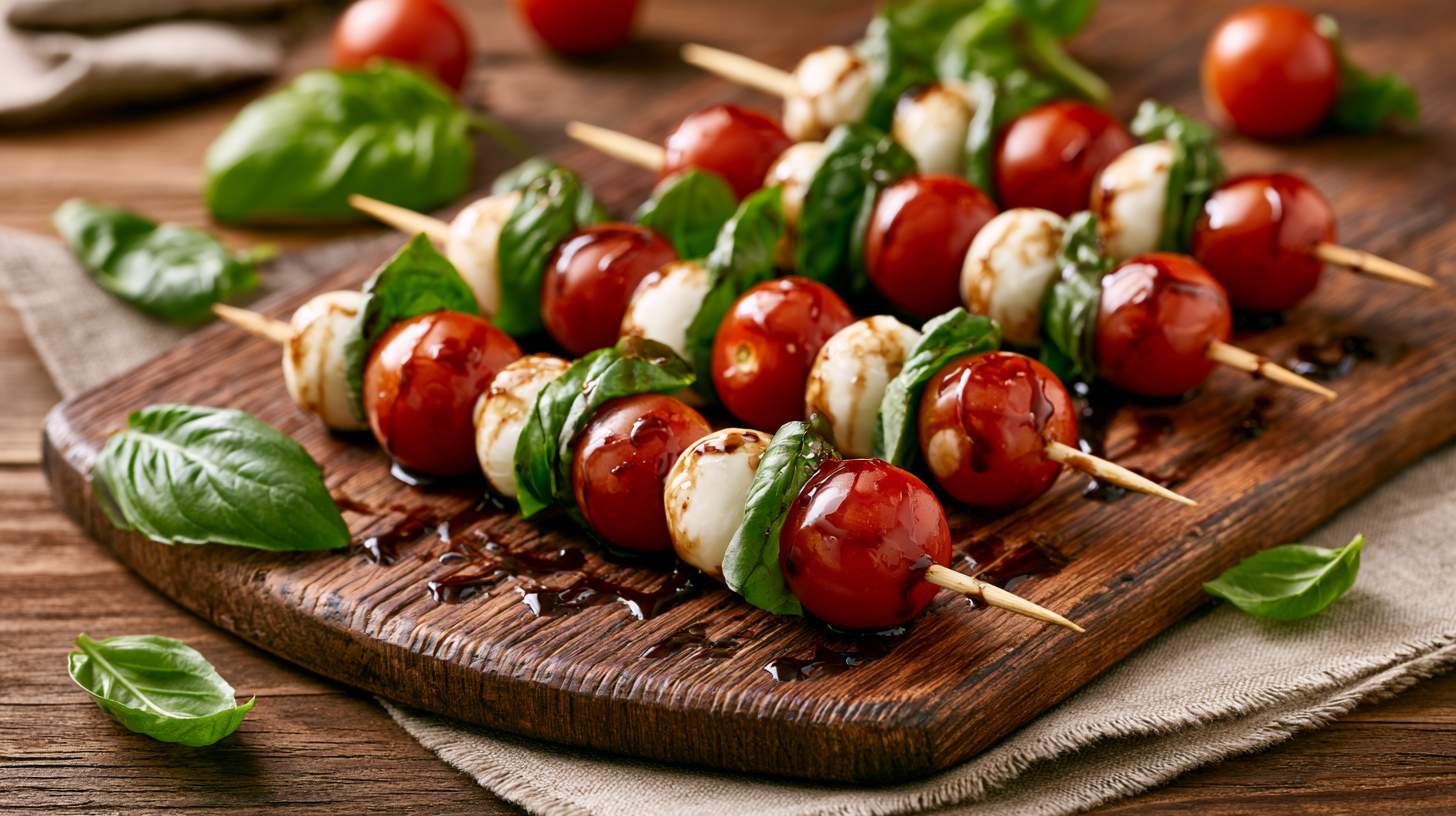 Mini Caprese Skewers with Balsamic Glaze