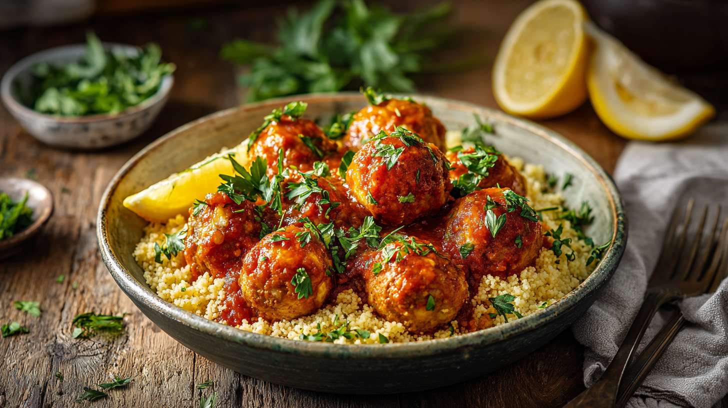 Moroccan Spiced Turkey Meatballs with Couscous