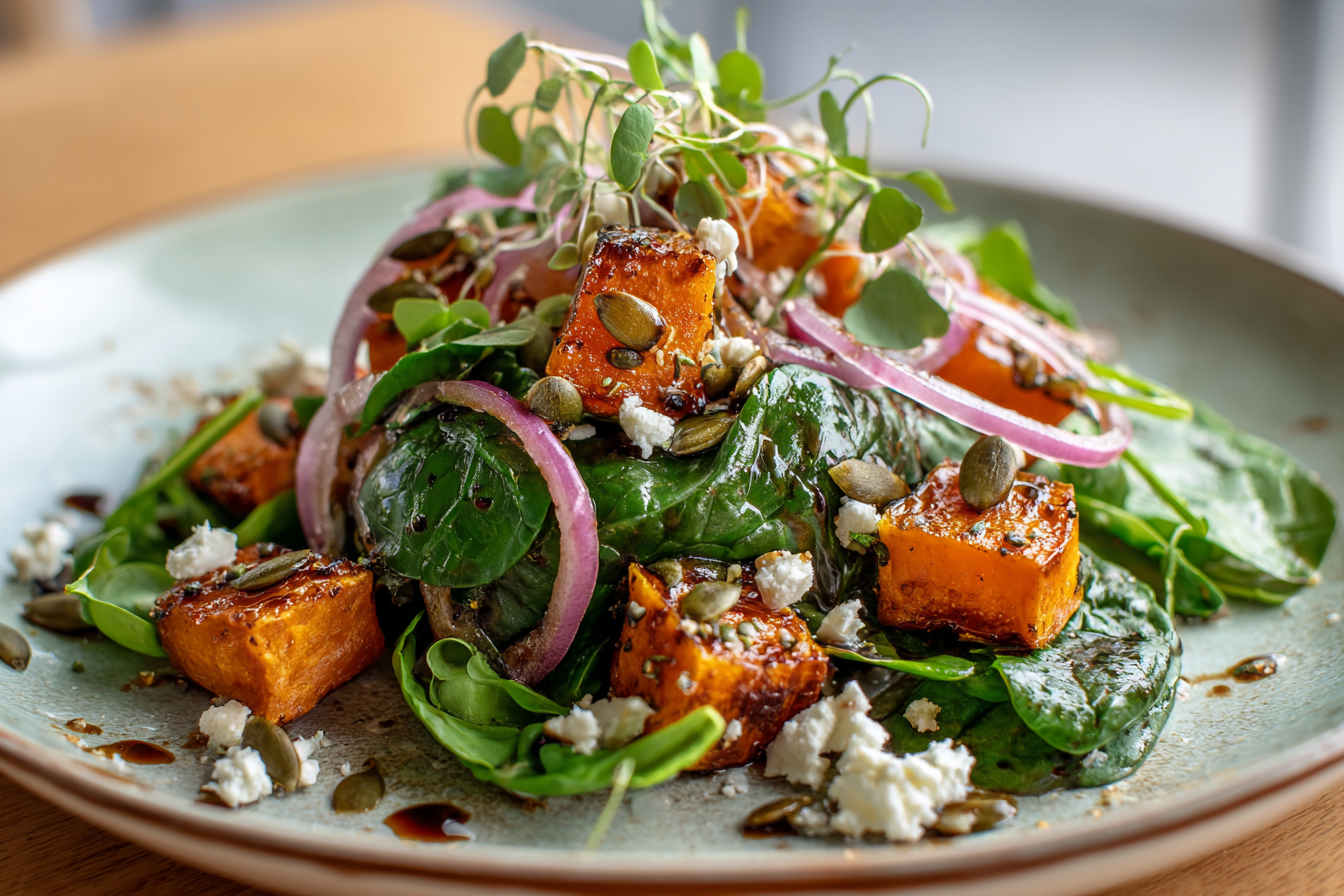 Pumpkin & Spinach Leaf Salad