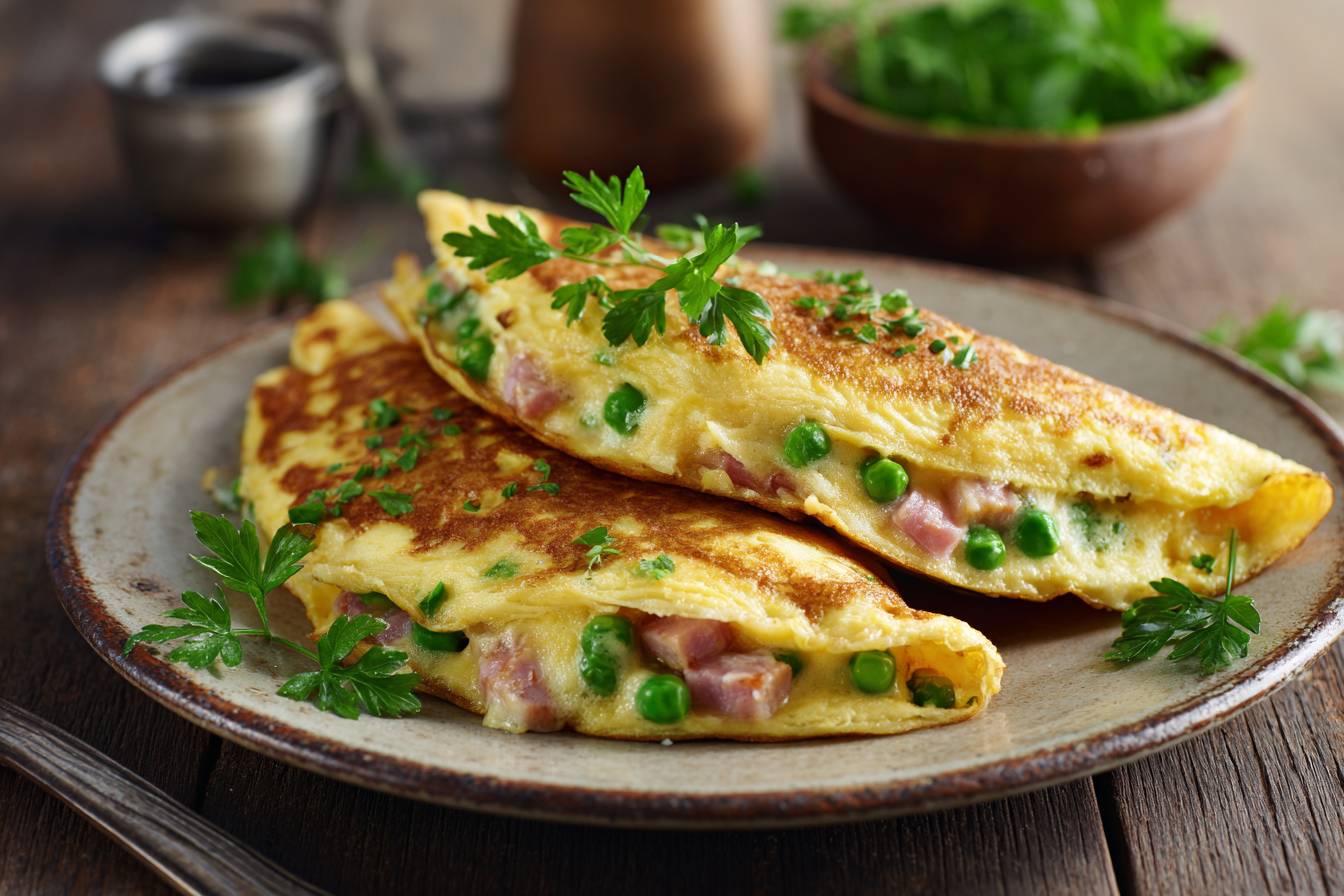 Pea, Ham and Potato Omelette