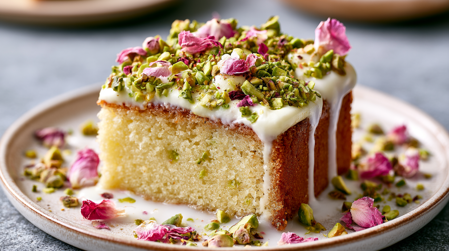 Pistachio and Rosewater Milk Cake