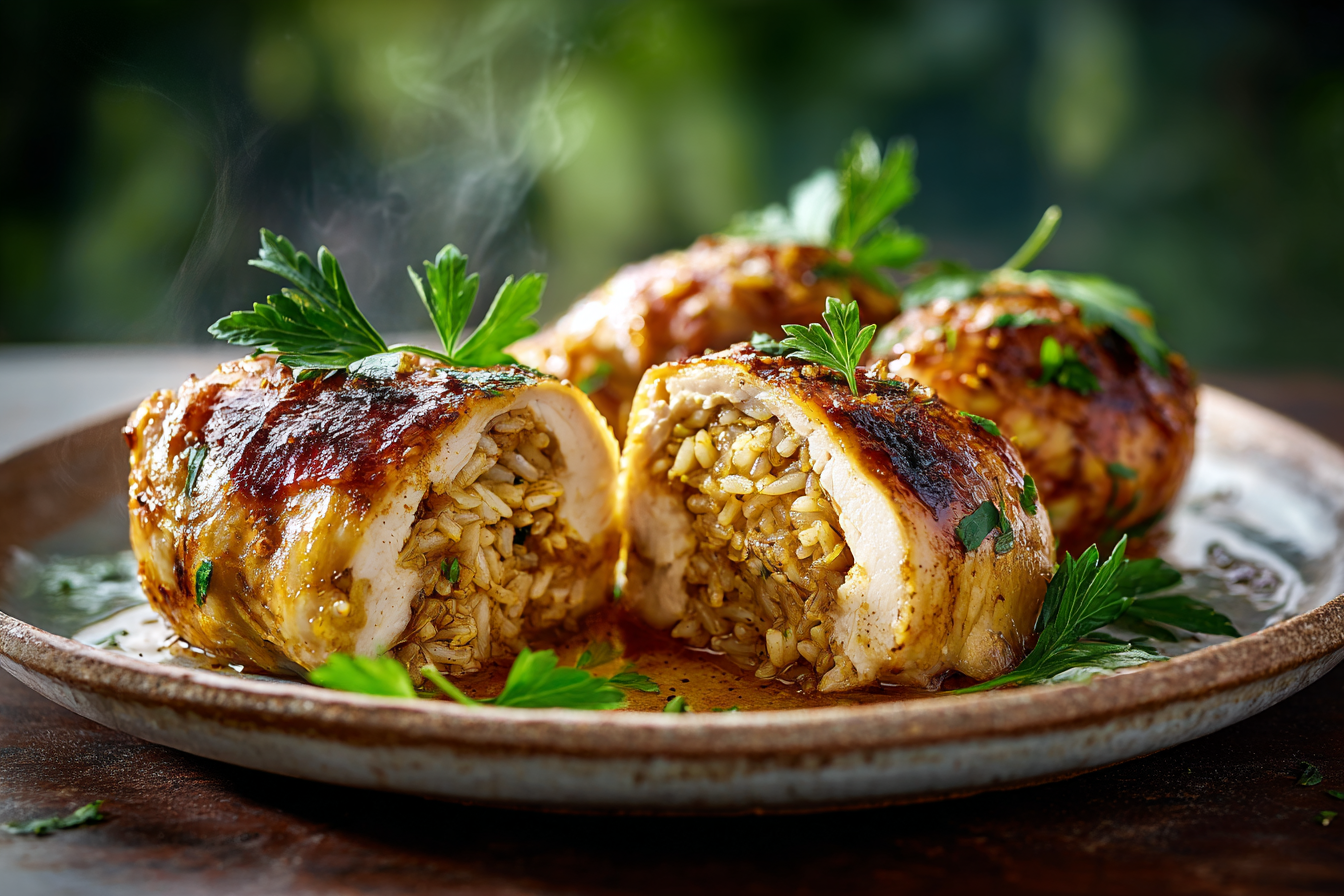 Spiced Rice Chicken Parcels