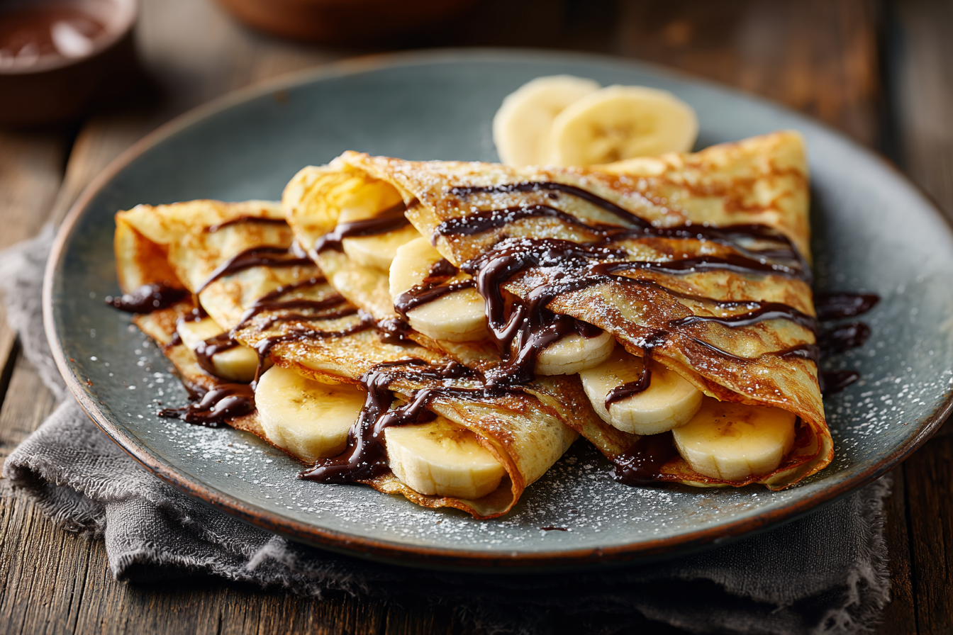 Banana chocolate crepes
