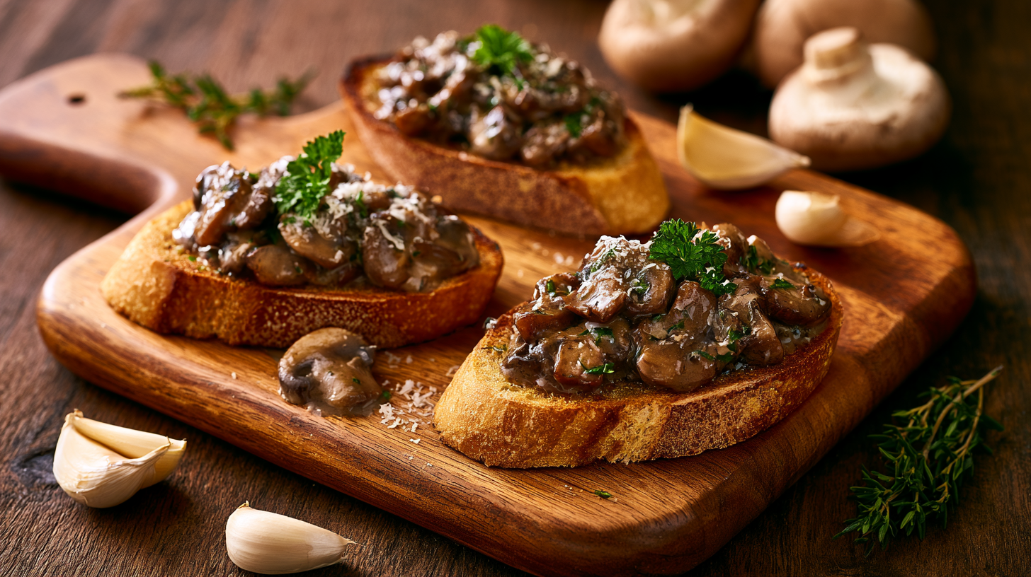 Creamy Garlic Mushroom Bruschetta