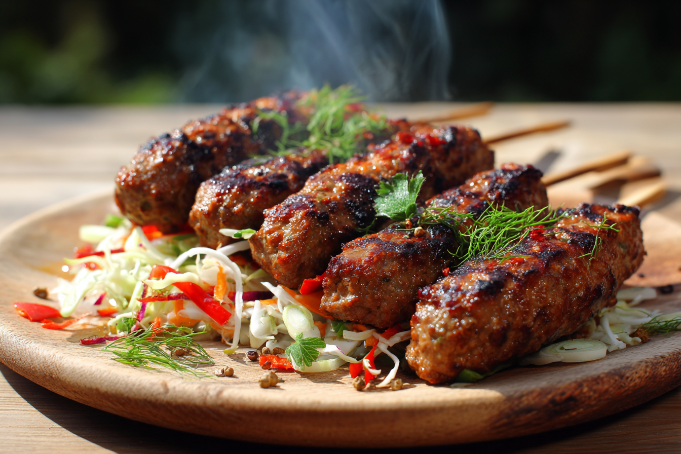 Kebabs with Herb Salad