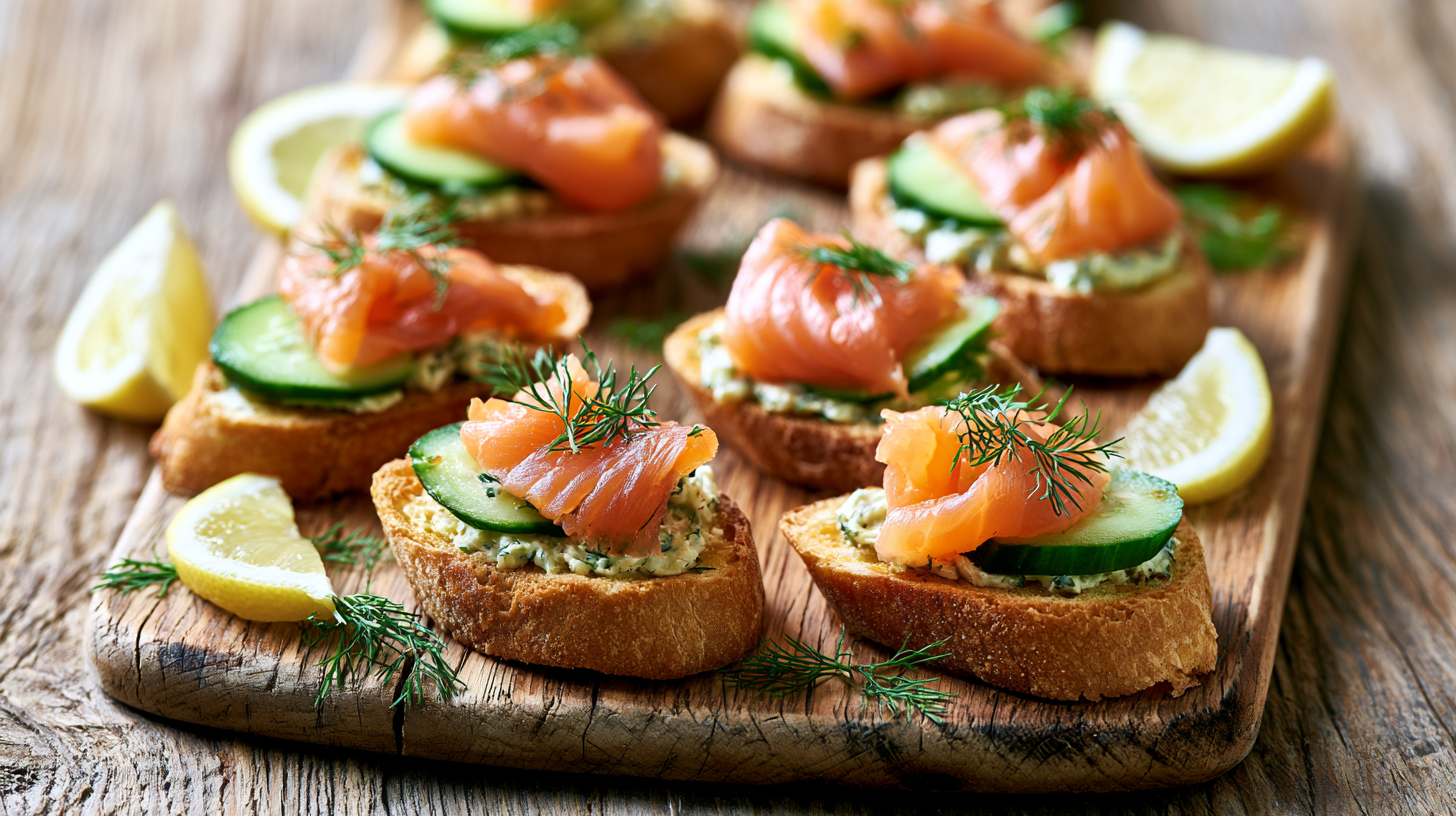 Smoked Salmon and Cucumber Crostini