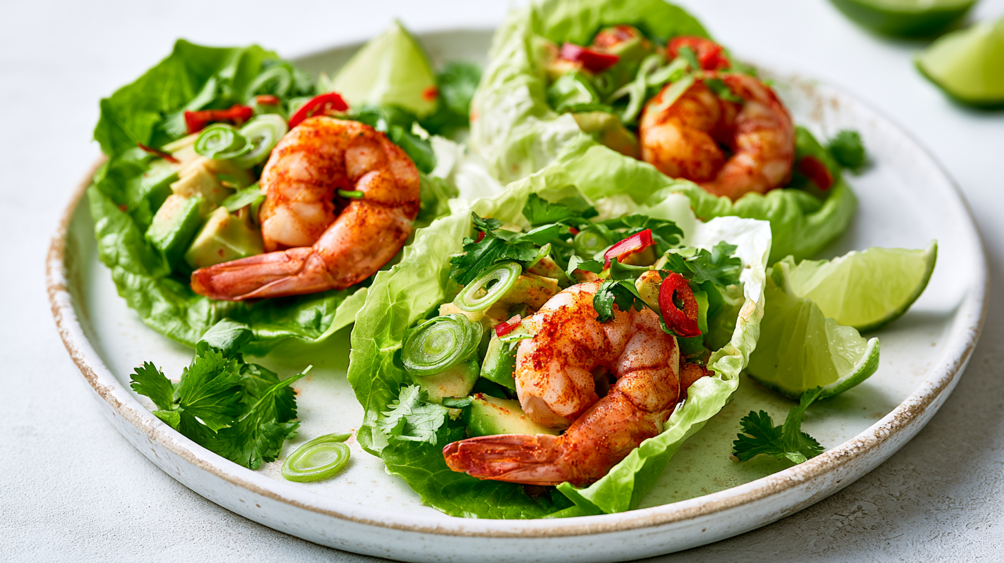 Spicy Prawn and Avocado Lettuce Cups