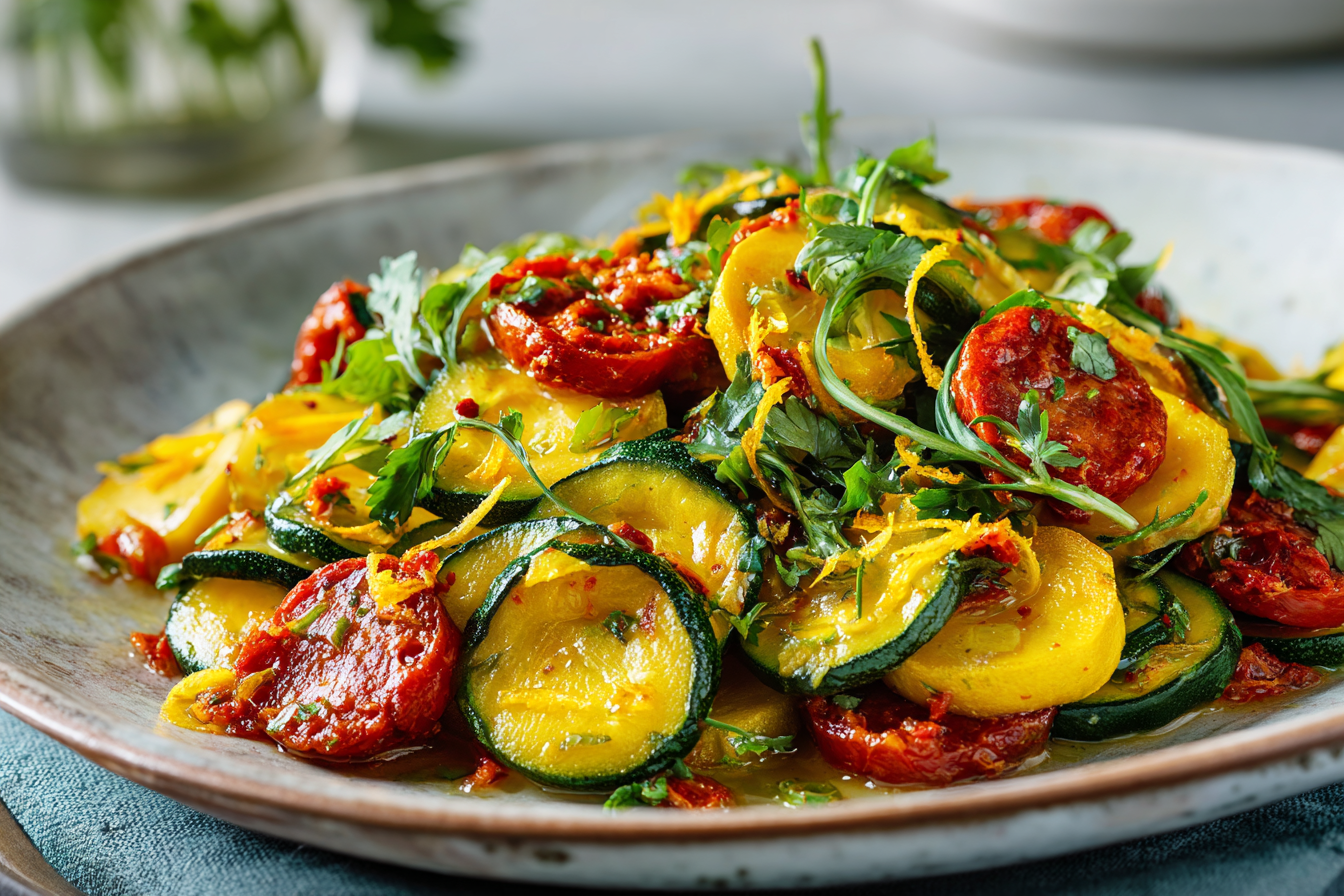 Zingy courgette and squash with chorizo